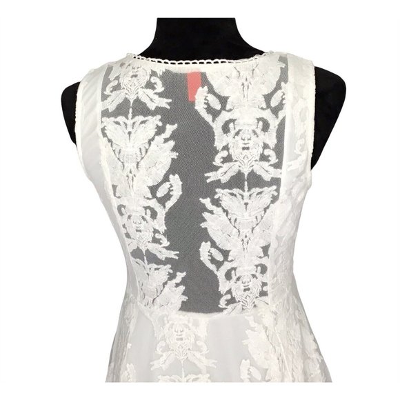 Chelsea & Violet Lined Off White Sleeveless Lace Dress Size M Summer Wedding - Picture 6 of 7